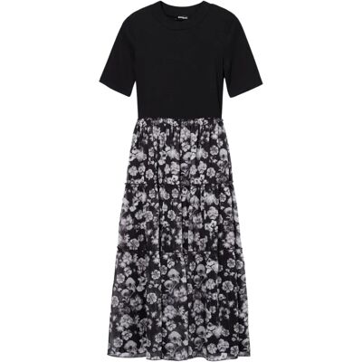 Desigual Schwarzes Casual Midikleid mit Kurzen Ärmeln - Kleid Desigual Schwarzes Casual Midikleid mit Kurzen Ärmeln - Kleid