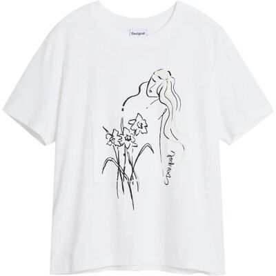 Desigual Model 25SWTKAB Wit Korte Mouwen T-Shirt - T-Shirt Desigual Model 25SWTKAB Wit Korte Mouwen T-Shirt - T-Shirt
