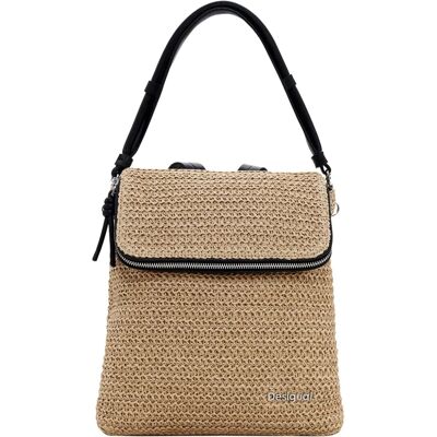 Sac à dos Beige en rafia avec logo moitié de Desigual - Sac à dos Sac à dos Beige en rafia avec logo moitié de Desigual - Sac à dos