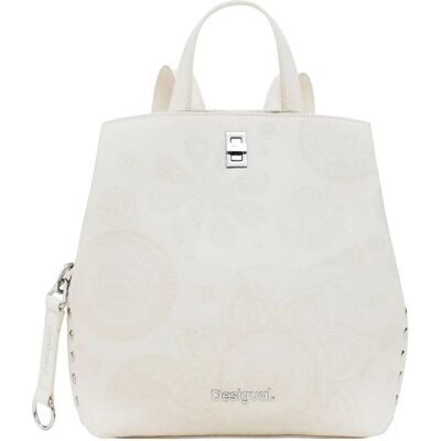 Desigual Petit Sac à Dos en Jean Blanc - Sac à Dos Desigual Petit Sac à Dos en Jean Blanc - Sac à Dos