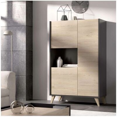 Gabinete Alto Modular DKT 3 Puertas Natural-Grafito Gabinete Alto Modular DKT 3 Puertas Natural-Grafito