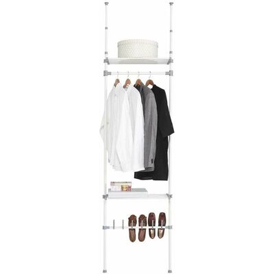 KITCLOSET - Vestidor 2 baldas y zapatero blanco 240/280x68x25 - 240/280x68x25 cm - Blanco - Armario KITCLOSET - Vestidor 2 baldas y zapatero blanco 240/280x68x25 - 240/280x68x25 cm - Blanco - Armario
