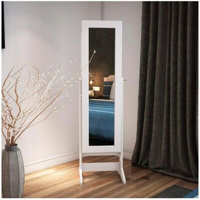 Armario joyero blanco Adec - 155cm almacenamiento y espejo Armario joyero blanco Adec - 155cm almacenamiento y espejo