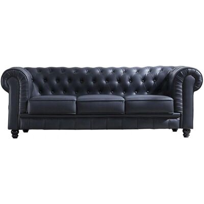 Sofá Chesterfield 3 plazas Adec - Símil piel negro Sofá Chesterfield 3 plazas Adec - Símil piel negro