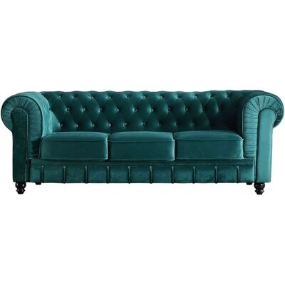 Adec Sofá Chesterfield 3 Plazas - Sofá 3 plazas Chesterfield tapizado en tela velvet Adec Sofá Chesterfield 3 Plazas - Sofá 3 plazas Chesterfield tapizado en tela velvet