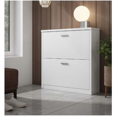 Impt-home-design Melisa Zapatero 2 cajones en blanco - Mueble de almacenamiento Impt-home-design Melisa Zapatero 2 cajones en blanco - Mueble de almacenamiento