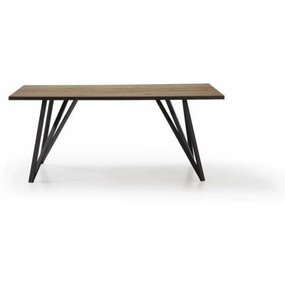 Mesa de comedor rectangular Mkric Daniel - Melamina natural, patas de acero negras Mesa de comedor rectangular Mkric Daniel - Melamina natural, patas de acero negras