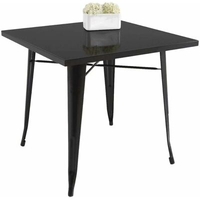 KITCLOSET Mesa cuadrada de metal negro - 80cm x 80cm x 75cm KITCLOSET Mesa cuadrada de metal negro - 80cm x 80cm x 75cm