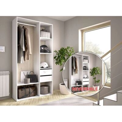 Vestidor Reus DKT - Blanco/Natural, 205cm alto, 2 cajones, Trasera reversible Vestidor Reus DKT - Blanco/Natural, 205cm alto, 2 cajones, Trasera reversible