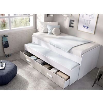 Cama compacta Soria blanco/alistonado de Dkit - 70cm de altura Cama compacta Soria blanco/alistonado de Dkit - 70cm de altura