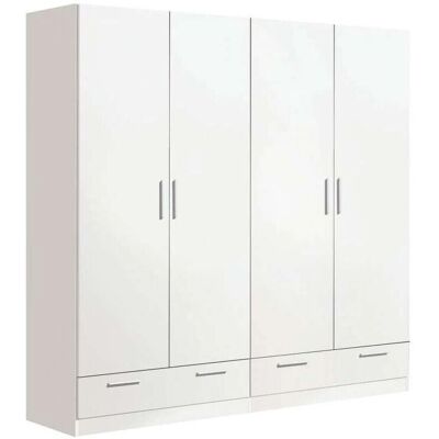 IMPT-HOME-DESIGN Armario - Blanco, 196x200x50cm, 4 Puertas, 2 Cajones IMPT-HOME-DESIGN Armario - Blanco, 196x200x50cm, 4 Puertas, 2 Cajones