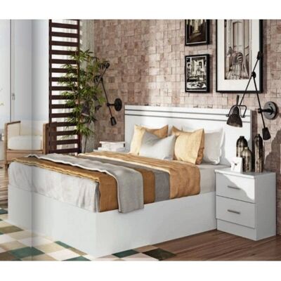 Conjunto de dormitorio Impt-home-design - Acabado blanco-plata Conjunto de dormitorio Impt-home-design - Acabado blanco-plata