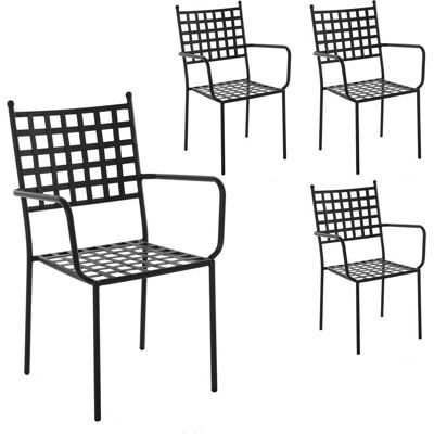 Lolahome Modelo Cartago - 4 Sillas Apilables de Jardín - Negro Lolahome Modelo Cartago - 4 Sillas Apilables de Jardín - Negro