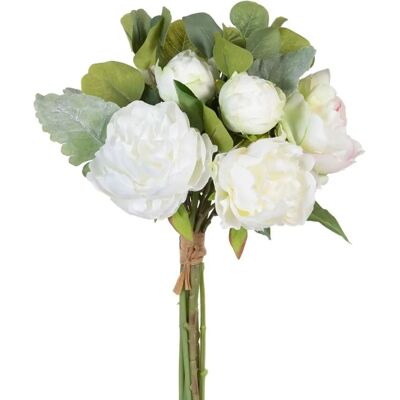 BigBuy Home Gjeng Blanc Vert Pivoine - Fleur Décorative BigBuy Home Gjeng Blanc Vert Pivoine - Fleur Décorative