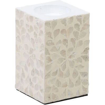 Stojak na świeczki Beige Perłowy MDF Drewno - Stojak na świeczki - 10,5x10,5x16 cm Stojak na świeczki Beige Perłowy MDF Drewno - Stojak na świeczki - 10,5x10,5x16 cm