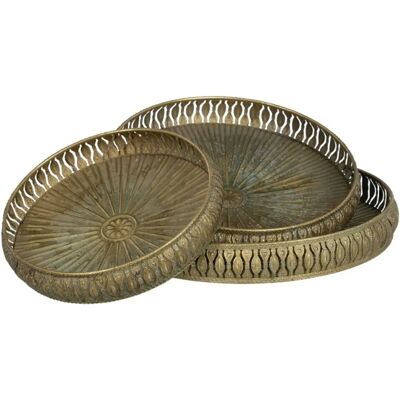 Bigbuy Home Plateau à snacks - Métal 3 Pièces 36,5cm Doré Bigbuy Home Plateau à snacks - Métal 3 Pièces 36,5cm Doré