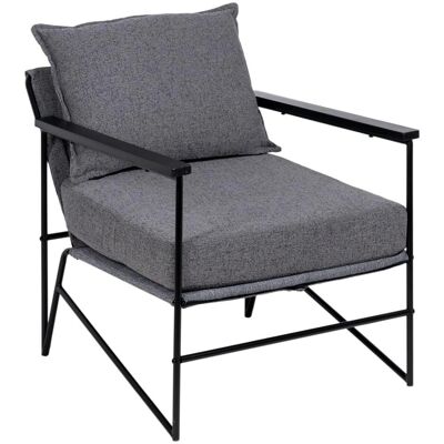 Bigbuy Home Fauteuil - 69x79x82cm Tissu Synthétique Gris Métal Bigbuy Home Fauteuil - 69x79x82cm Tissu Synthétique Gris Métal