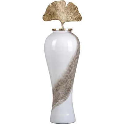 BigBuy Home Vase 29 x 29 x 102 cm Cristal Doré Métal Blanc - Vase BigBuy Home Vase 29 x 29 x 102 cm Cristal Doré Métal Blanc - Vase