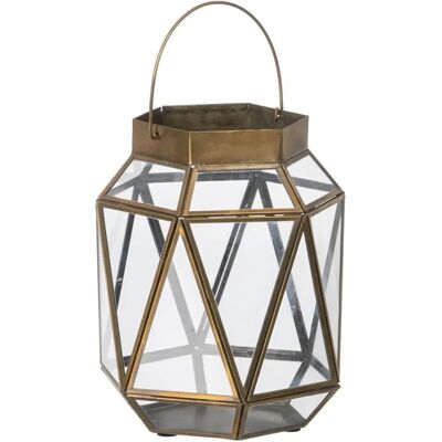 BigBuy Home Lanterne Bougeoir Verre Doré Métal 17 x 17 x 22 cm BigBuy Home Lanterne Bougeoir Verre Doré Métal 17 x 17 x 22 cm