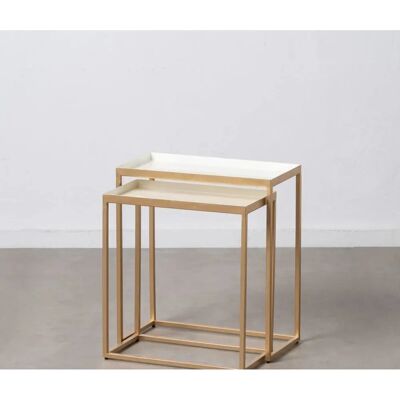 Bigbuy Home Table d'Appoint - Crème Dorée Bigbuy Home Table d'Appoint - Crème Dorée