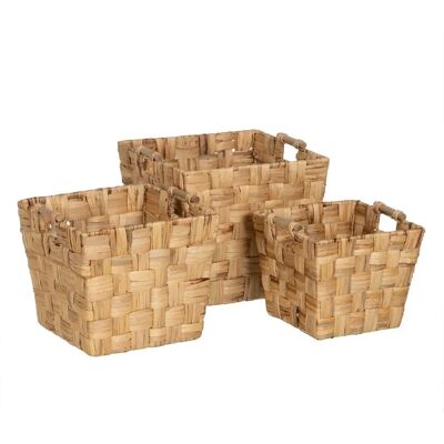 BigBuy Home Paniers en fibre naturelle beige - 3 pièces BigBuy Home Paniers en fibre naturelle beige - 3 pièces