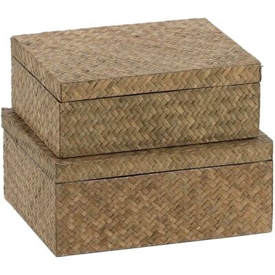 BigBuy Home Boîtes de Rangement Décoratives Beige - 24x19x10 cm (2 pièces) BigBuy Home Boîtes de Rangement Décoratives Beige - 24x19x10 cm (2 pièces)