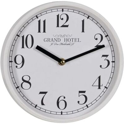 BigBuy Home Horloge Murale - 22x22cm Blanc Bois Verre BigBuy Home Horloge Murale - 22x22cm Blanc Bois Verre
