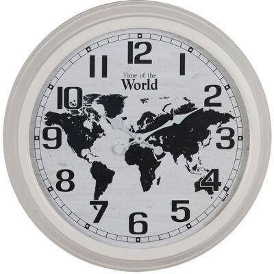 BIGBUY HOME Horloge Murale Carte Mondo 70x70cm - Noir/Blanc BIGBUY HOME Horloge Murale Carte Mondo 70x70cm - Noir/Blanc