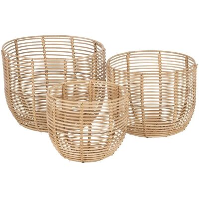 BigBuy Home Zestaw Koszy do Przechowywania - Naturalna Żywica 35x35x29 cm BigBuy Home Zestaw Koszy do Przechowywania - Naturalna Żywica 35x35x29 cm