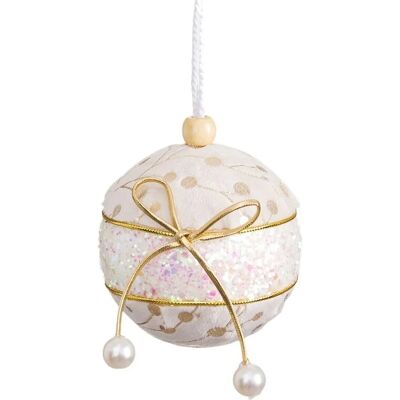 BigBuy Boules de Noël Blanc et Or - 4 Unités BigBuy Boules de Noël Blanc et Or - 4 Unités
