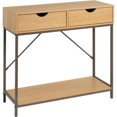 BAKAJI Console avec 2 tiroirs - Économie d'espace Bois Naturel - Publicité BAKAJI Console avec 2 tiroirs - Économie d'espace Bois Naturel - Publicité