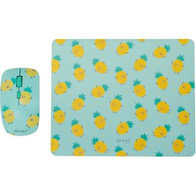 Souris sans fil Mr. Wonderful et tapis de souris - Arrêt automatique Souris sans fil Mr. Wonderful et tapis de souris - Arrêt automatique