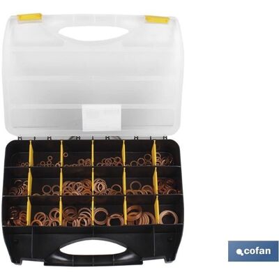 Set di rondelle di rame Cofan - M-3 a M-32, 400 pz, 1,5mm di spessore Set di rondelle di rame Cofan - M-3 a M-32, 400 pz, 1,5mm di spessore