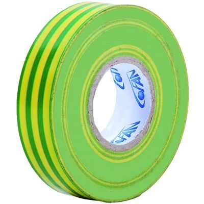 Ruban isolant COFAN Jaune et Vert - 19mm x 20m - Pack de 10 Ruban isolant COFAN Jaune et Vert - 19mm x 20m - Pack de 10