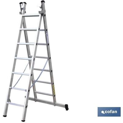 Escalera Doble de Aluminio Cofan 7 Peldaños 2m - Escalera Escalera Doble de Aluminio Cofan 7 Peldaños 2m - Escalera
