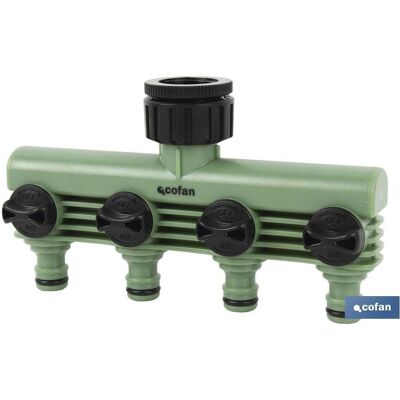 COFAN Bewateringssysteem Adapter - 4 Verstelbare Uitgangen - Tuinslangverbinding COFAN Bewateringssysteem Adapter - 4 Verstelbare Uitgangen - Tuinslangverbinding