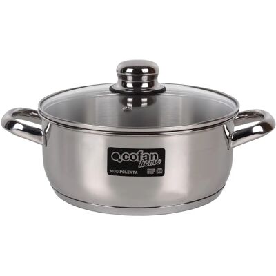 Cofan Cacerola de Acero Inoxidable Inducción - Polenta 3,2L, Tapa de Vidrio Cofan Cacerola de Acero Inoxidable Inducción - Polenta 3,2L, Tapa de Vidrio
