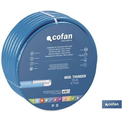 Manguera de jardín COFAN Thunder - PVC, Azul, 15-50m Manguera de jardín COFAN Thunder - PVC, Azul, 15-50m
