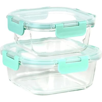 Contenitori in vetro borosilicato di alta qualità - Set da 2 Contenitori in vetro borosilicato di alta qualità - Set da 2