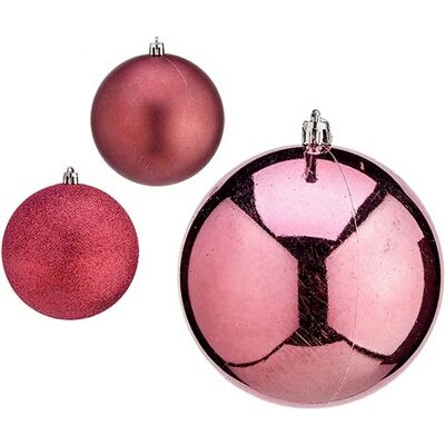 Boules de Noël Rose Krist+ - 6 Unités Ø 10 cm - Publicité Boules de Noël Rose Krist+ - 6 Unités Ø 10 cm - Publicité