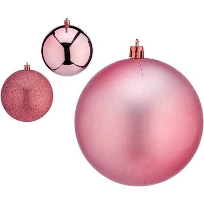 Krist+ Boules de Noël Rose - 12cm Ensemble de 6 Krist+ Boules de Noël Rose - 12cm Ensemble de 6