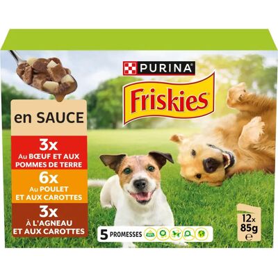 Nourriture pour chiens Friskies bœuf, poulet, agneau - 12 sachets - Publicité Nourriture pour chiens Friskies bœuf, poulet, agneau - 12 sachets - Publicité