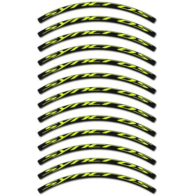 Autocollants Syncros 26mm Jaune Fluorescent pour Jante de Vélo - Autocollants de Jante Autocollants Syncros 26mm Jaune Fluorescent pour Jante de Vélo - Autocollants de Jante