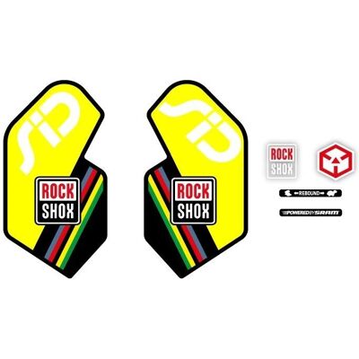 Autocollants pour Fourche de Vélo Rock Shox Sid World Champion 26" Jaune - Publicité Autocollants pour Fourche de Vélo Rock Shox Sid World Champion 26" Jaune - Publicité