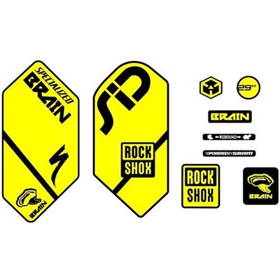 Autocollants pour fourche de vélo Specialized Sid Brain 2010 - 29" Jaune Autocollants pour fourche de vélo Specialized Sid Brain 2010 - 29" Jaune