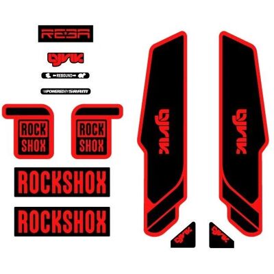 Autocollants pour Fourche Rock Shox Lyrik Reba 26" Rouge - Publicité Autocollants pour Fourche Rock Shox Lyrik Reba 26" Rouge - Publicité