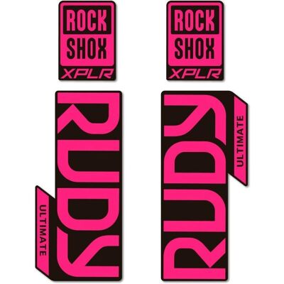 Autocollants de Fourche de Vélo Rock Shox Rudy Ultimate Xplr 2022 Rose - Autocollants pour Fourche de Vélo - Publicité Autocollants de Fourche de Vélo Rock Shox Rudy Ultimate Xplr 2022 Rose - Autocollants pour Fourche de Vélo - Publicité
