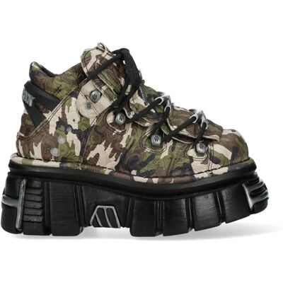 New Rock M-106-C169 Camouflage Zwart Groen Leer Enkelboots New Rock M-106-C169 Camouflage Zwart Groen Leer Enkelboots