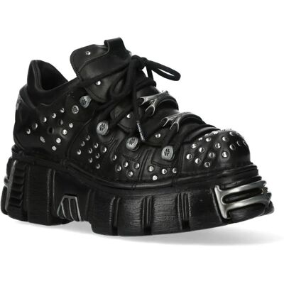 New Rock M-120NR-C1 Schwarze Plattform Leder Stiefeletten - Stiefel New Rock M-120NR-C1 Schwarze Plattform Leder Stiefeletten - Stiefel