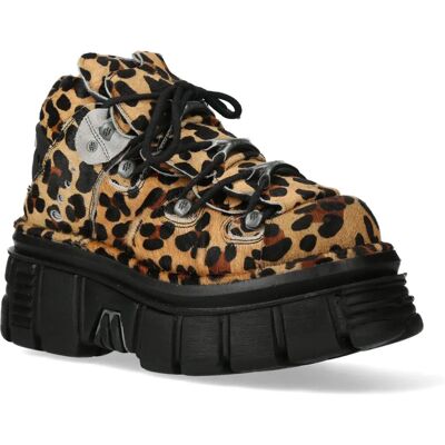New Rock M-106-C192 Leopard Bruin Lederen Metallic Gothische Plateau Enkellaarsjes - Enkellaarsjes New Rock M-106-C192 Leopard Bruin Lederen Metallic Gothische Plateau Enkellaarsjes - Enkellaarsjes
